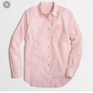 J Crew Factory pink Gingham shirt in boy fit Sz S